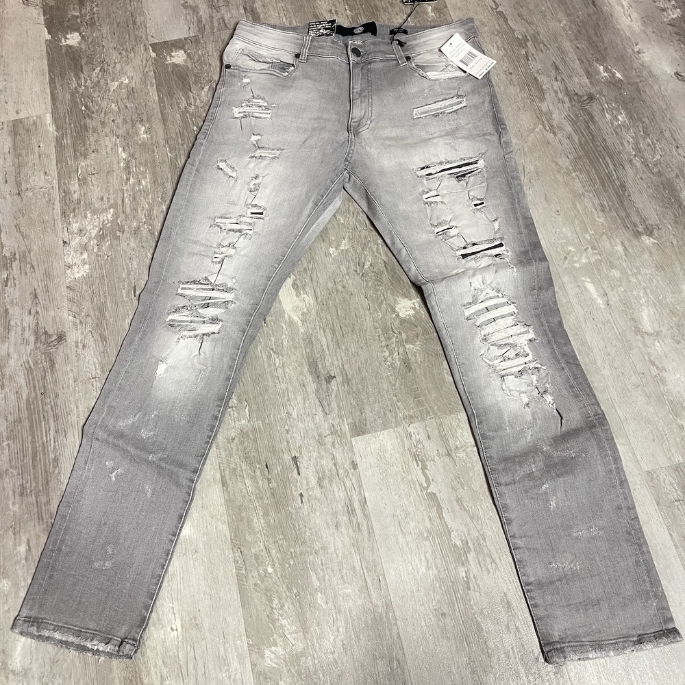 Jordan Craig Mens Sean‎  Knee Shred Gray Jeans